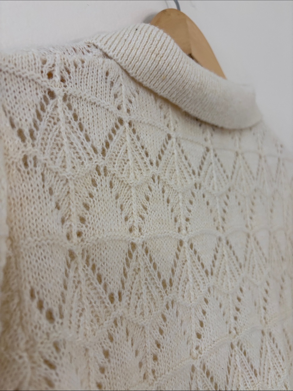 Marine Layer Rebecca Sweater Polo Fall 2025 Cream Pointelle Puff Sleeve Fuzzy XL - Picture 10 of 13